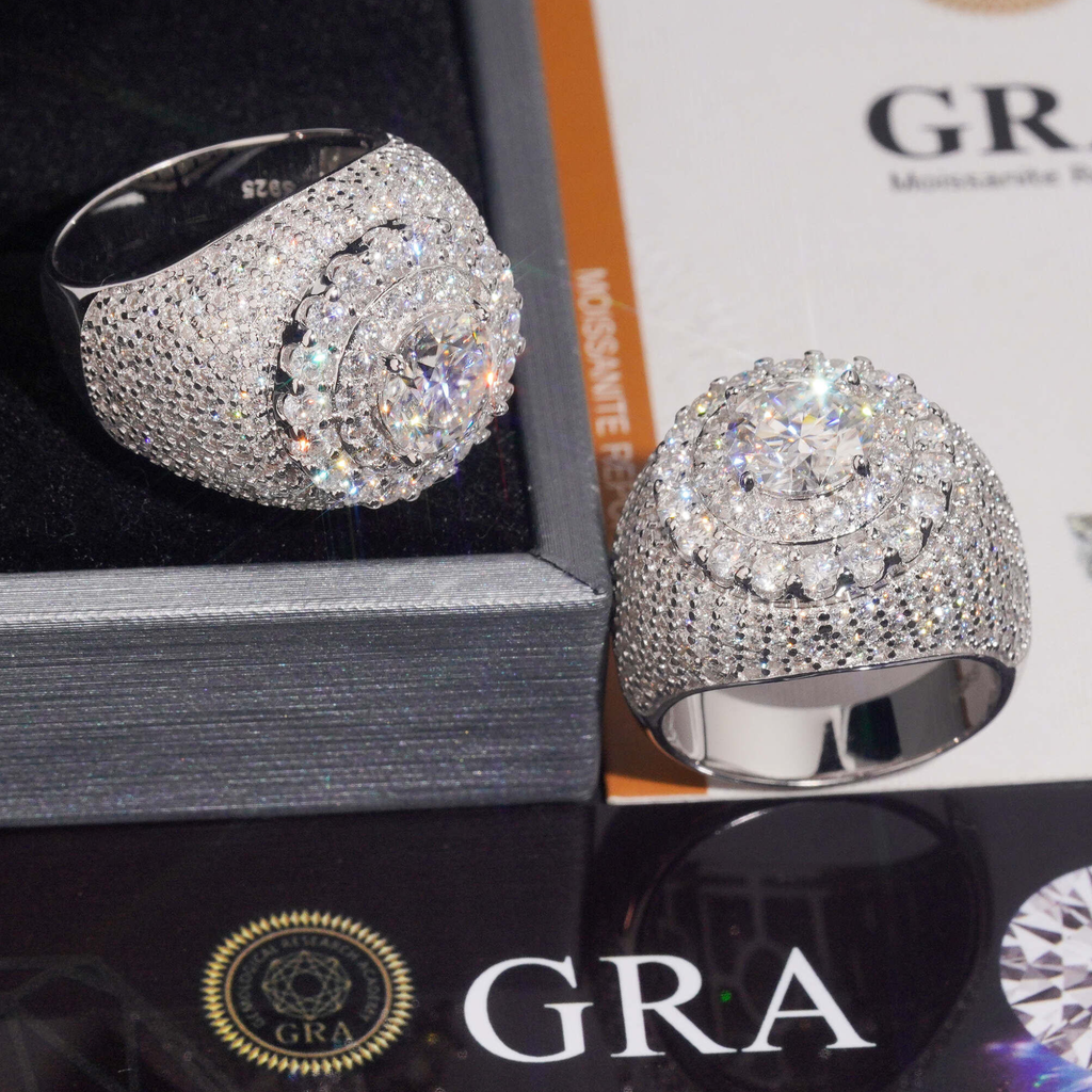 925 Sterling Silver Iced-Out Cluster Ring | Lab Moissanite