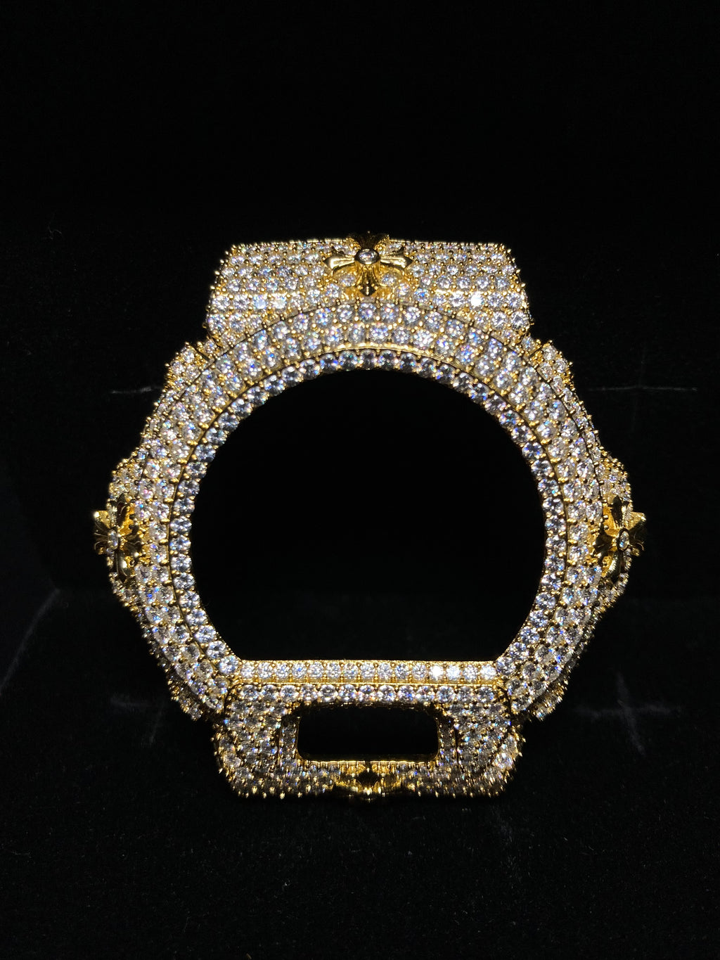 VVS Moissanite Gold Cross Iced-Out Watch Bezel for Dw6900