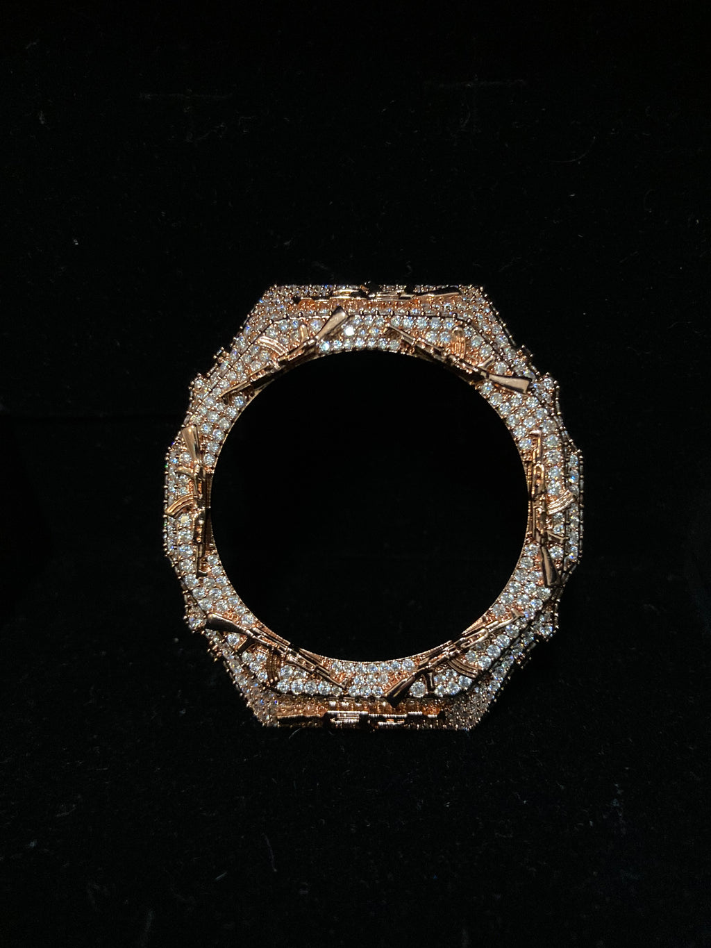 VVS Moissanite Iced-Out AK-47 Watch Bezel – Silver & Rose Gold for GM2100 & GA2100