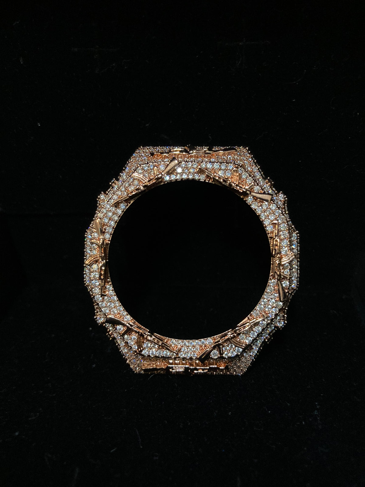 VVS Moissanite Iced-Out AK-47 Watch Bezel – Silver & Rose Gold for GM2100 & GA2100