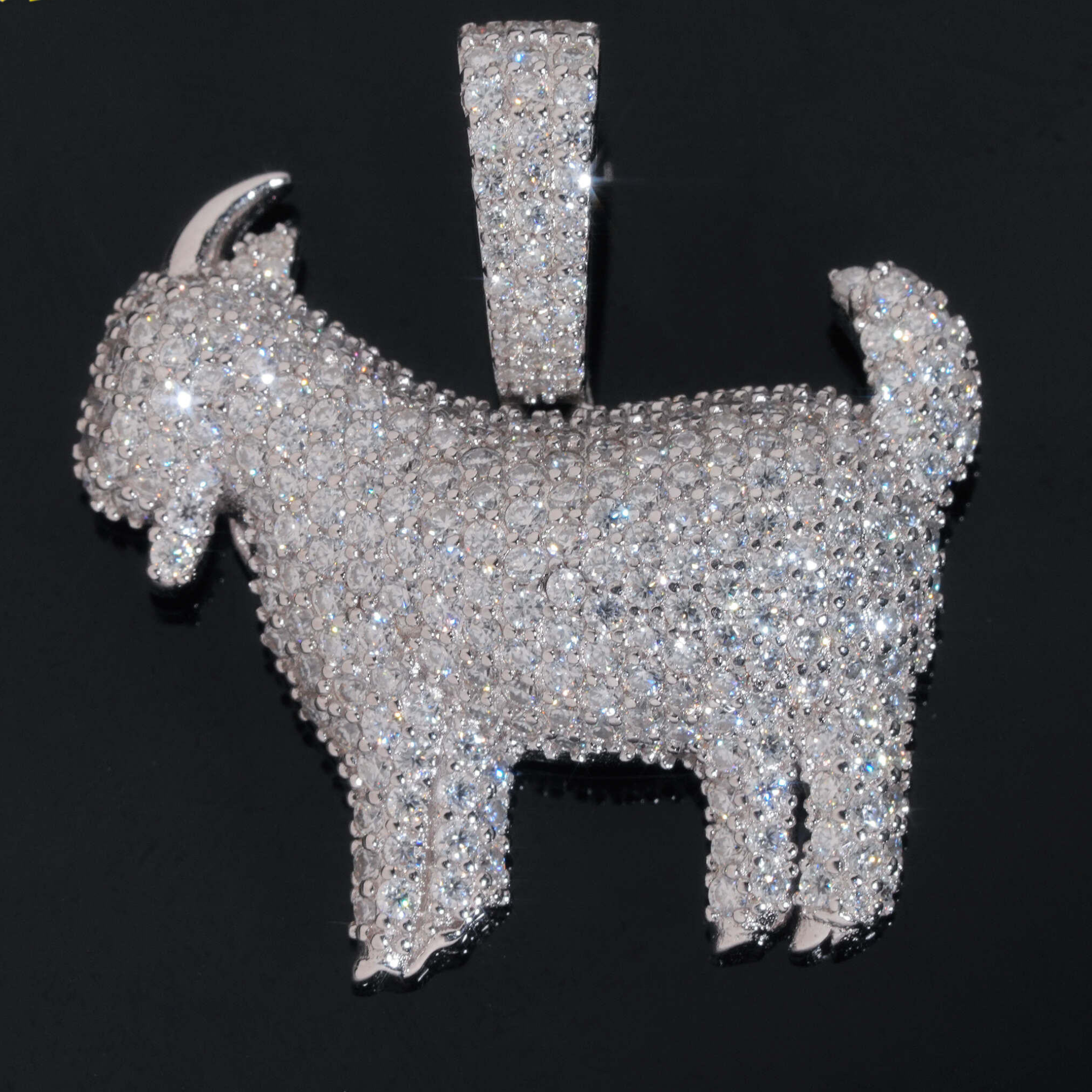 925 Sterling Silver GOAT Pendant | Iced-Out VVS Moissanite GRA Certified