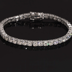 925 Sterling Silver 4mm Iced-Out Tennis Bracelet | VVS Moissanite GRA Certified