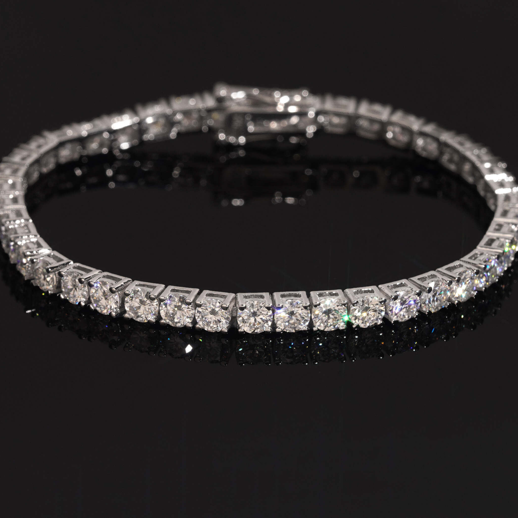 925 Sterling Silver 4mm Iced-Out Tennis Bracelet | VVS Moissanite GRA Certified