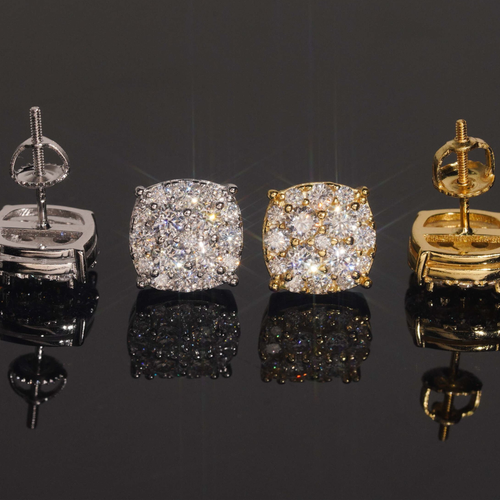 925 Sterling Silver 10mm Iced-Out Moissanite Stud Earrings | Screw-Back