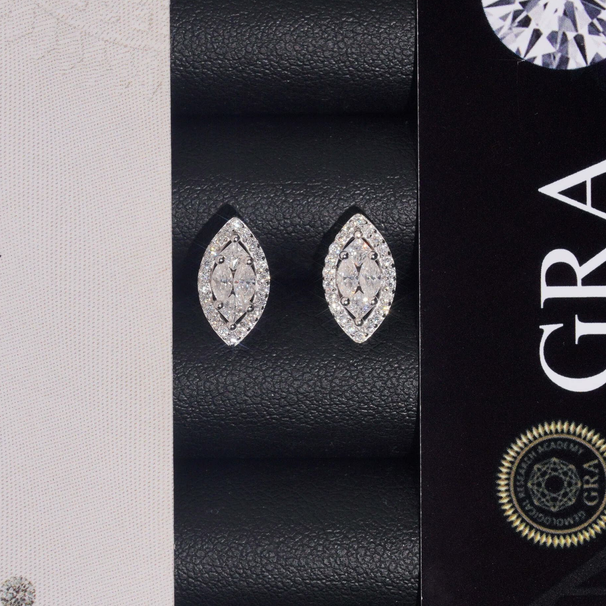 925 Sterling Silver Marquise Moissanite Stud Earrings | Iced-Out