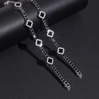 925 Sterling Silver 3mm Black Clover Tennis Bracelet | VVS Moissanite GRA Certified