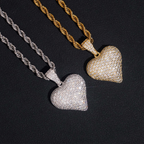 925 Sterling Silver Fully Iced-Out VVS Moissanite Heart Pendant