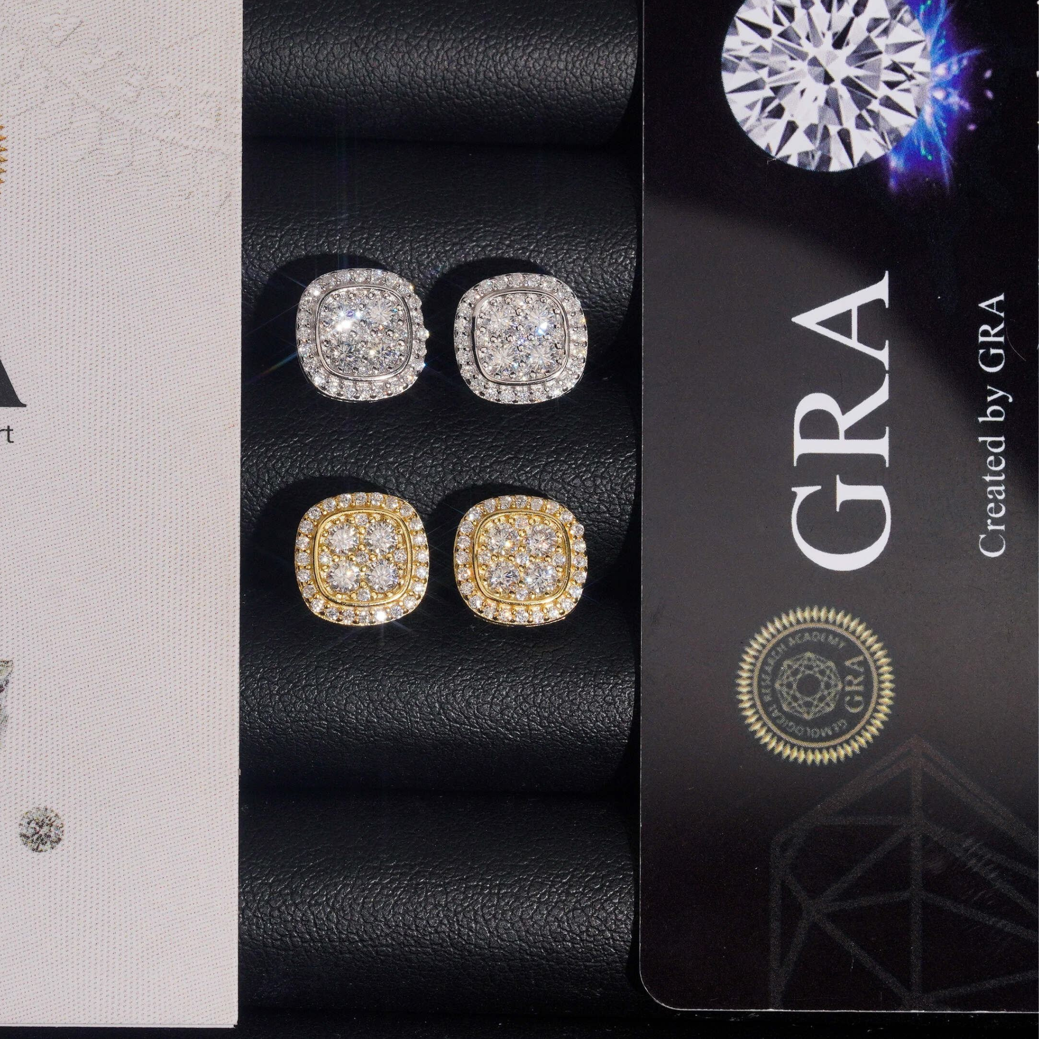 925 Sterling Silver Iced-Out Moissanite Stud Earrings | VVS Screw-Back