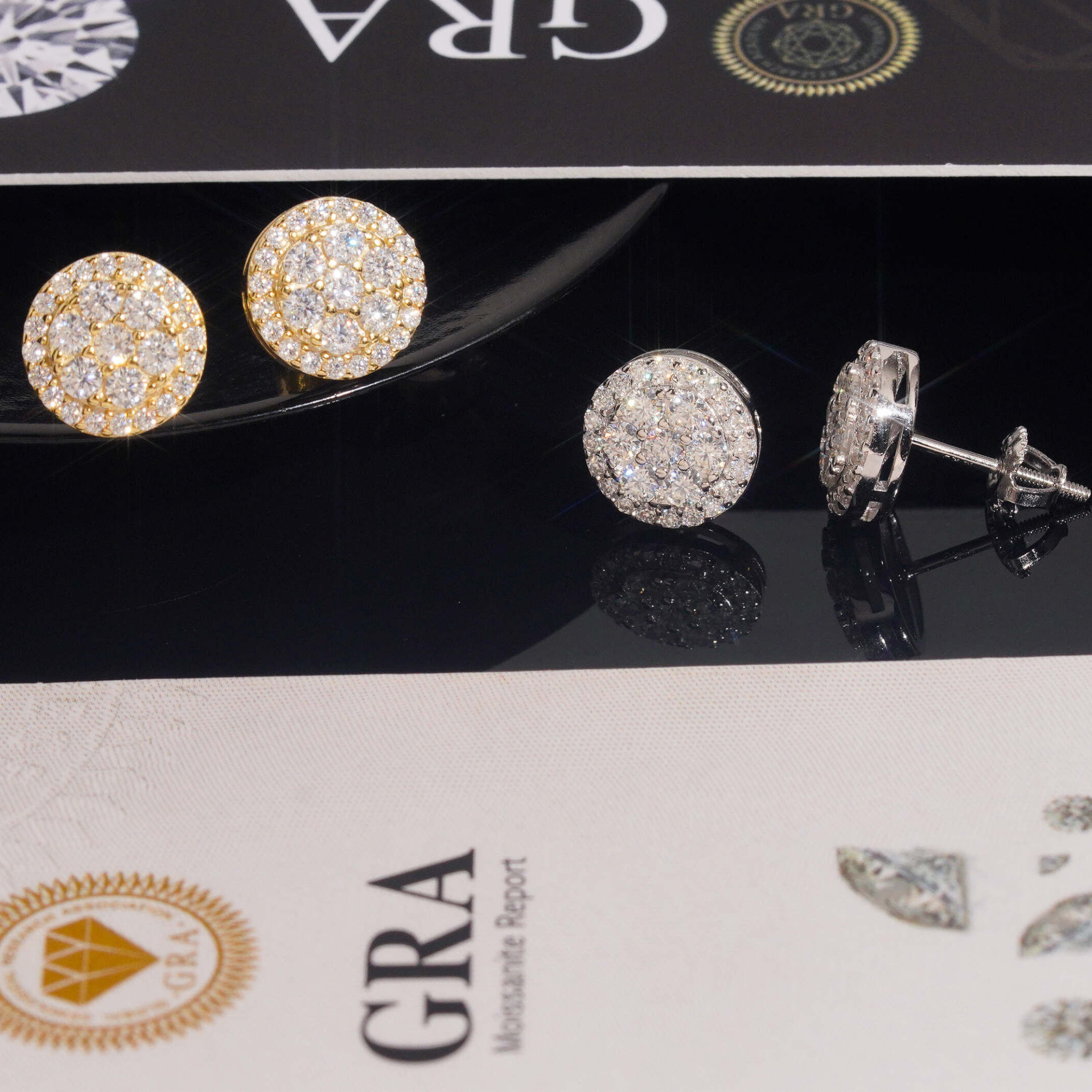 925 Sterling Silver Cluster Moissanite Stud Earrings | VVS Iced-Out Screw-Back