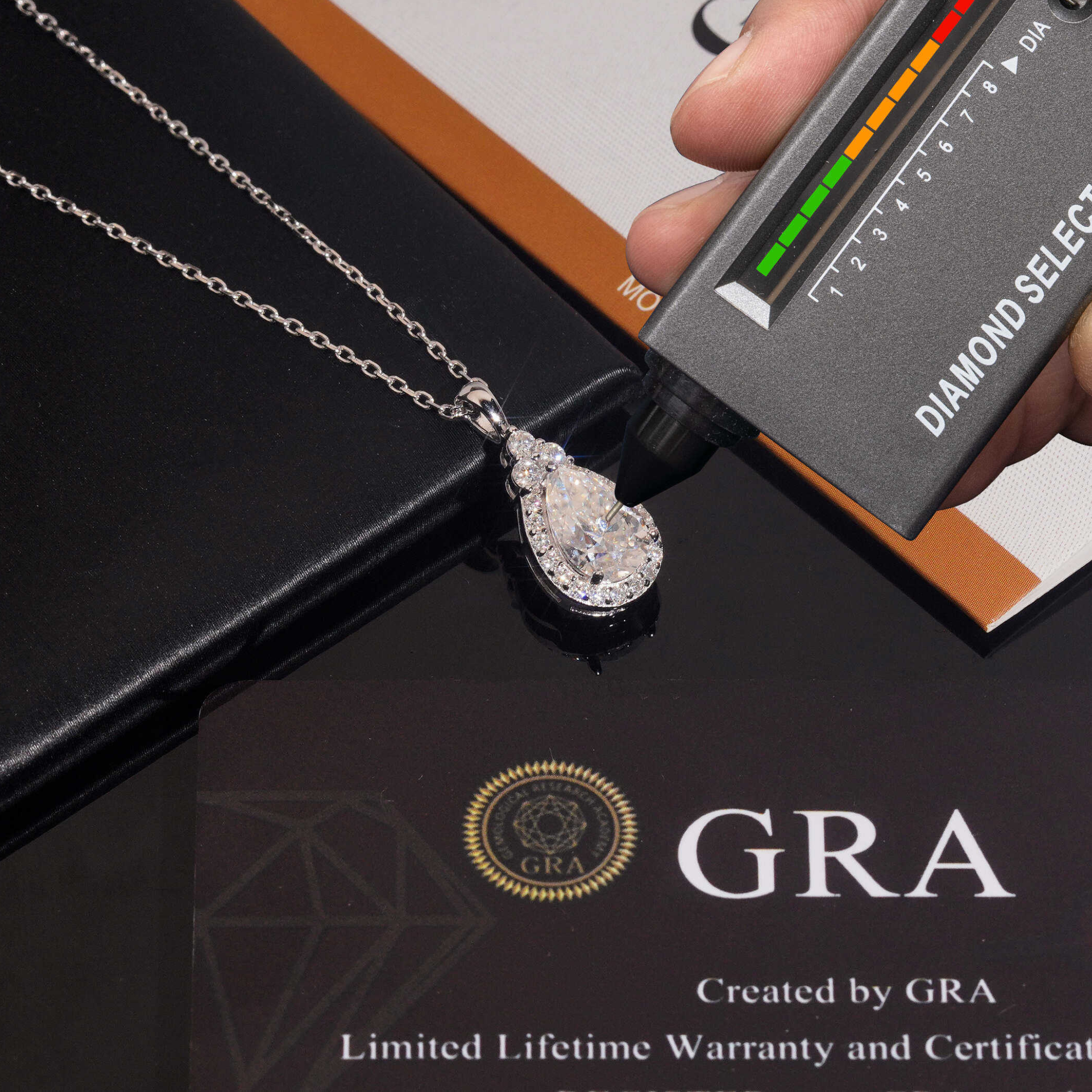 925 Sterling Silver Moissanite Drop Necklace | GRA Certified Women’s