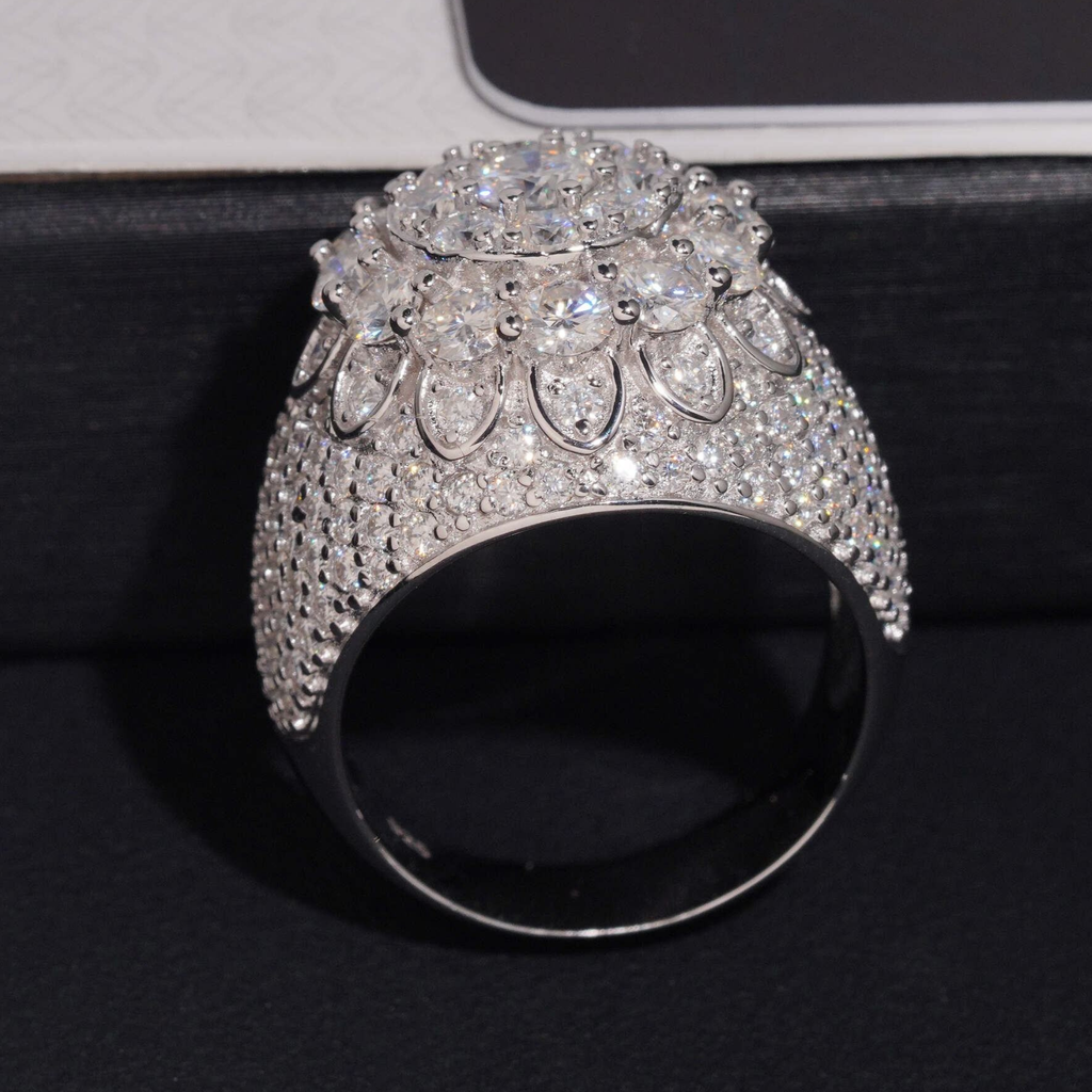 925 Sterling Silver Iced-Out Men’s Ring | VVS Moissanite GRA Certified