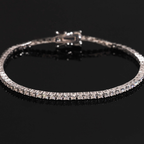 925 Sterling Silver 2mm Iced-Out Tennis Chain Bracelet | GRA Certified VVS Moissanite