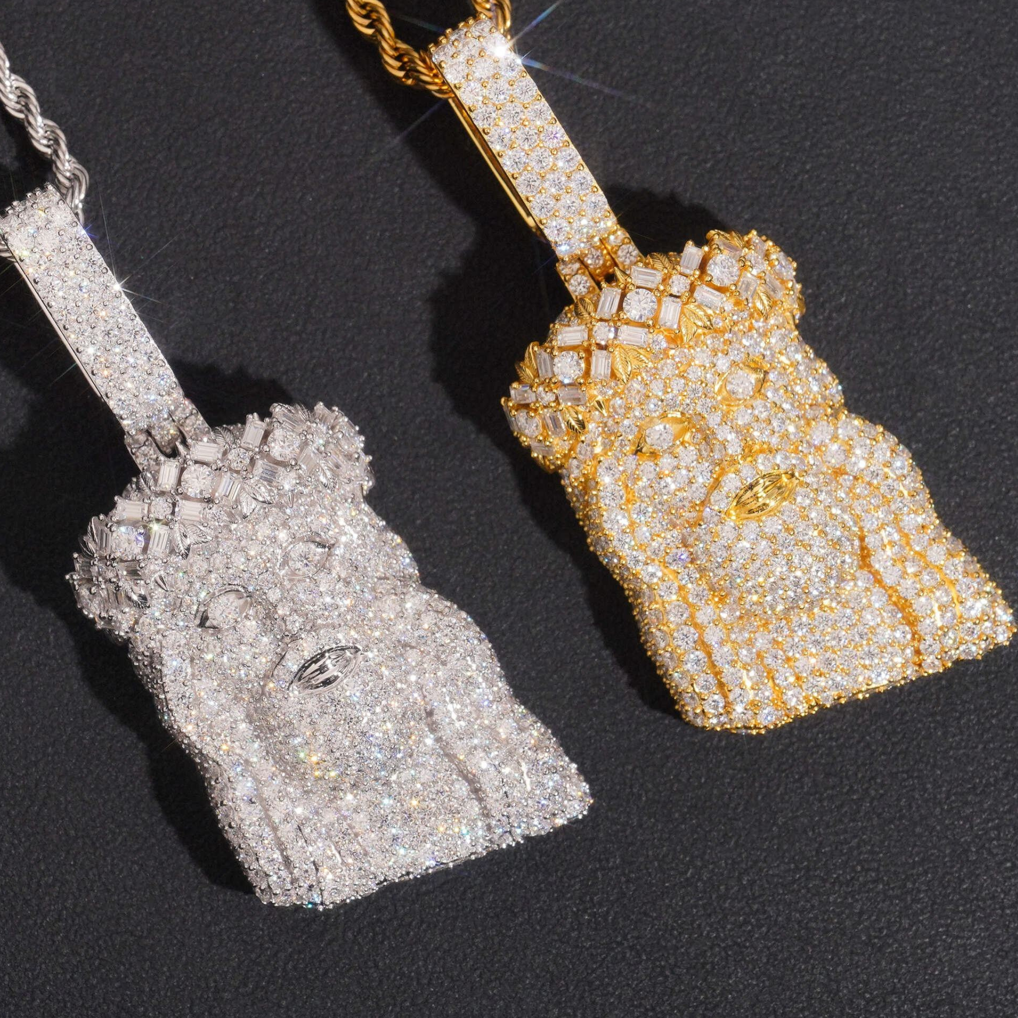 925 Sterling Silver Iced-Out Jesus Pendant | Moissanite GRA Certified