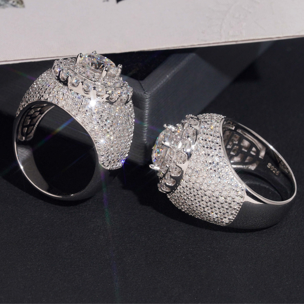 925 Sterling Silver Iced-Out Cluster Ring | Lab Moissanite