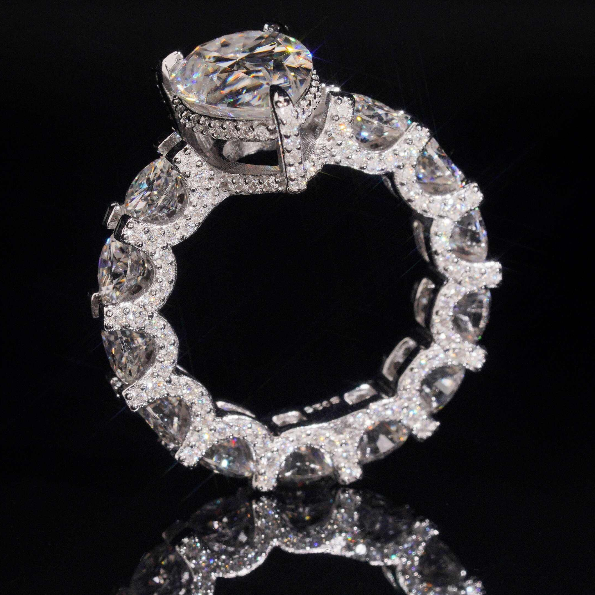 925 Sterling Silver 5ct Pear Cut VVS Moissanite Diamond Ring | Women’s Engagement Fine Jewelry