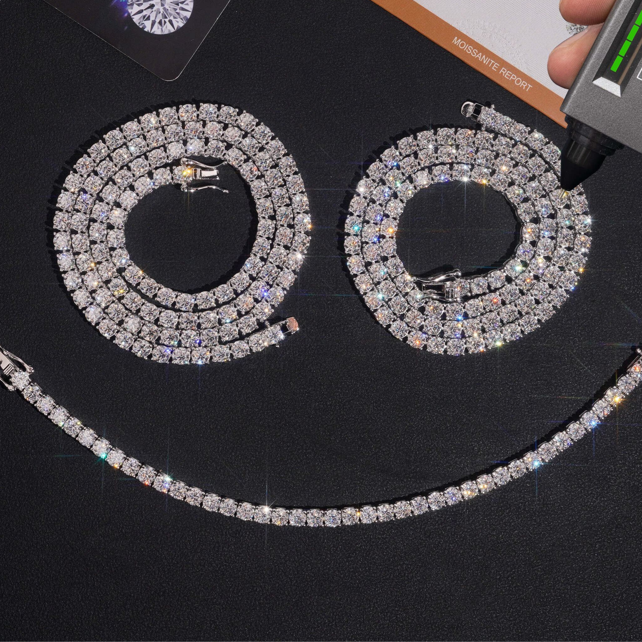 925 Sterling Silver 6.5mm Iced-Out Moissanite Tennis Chain | Fine Jewelry