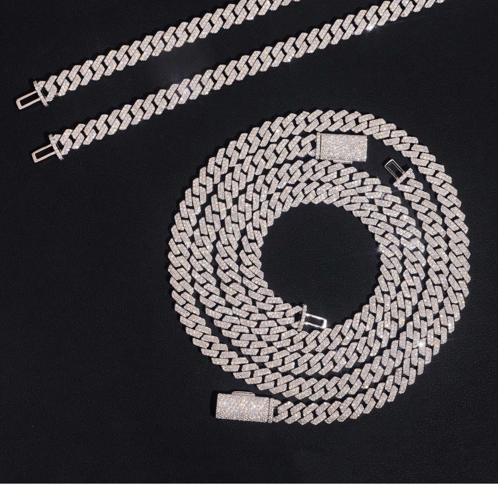 925 Sterling Silver 8mm Iced-Out Cuban Link Chain | GRA Certified Moissanite