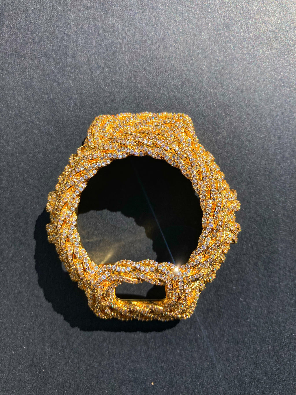 VVS Moissanite Gold Chunky Iced-Out Watch Bezel for Dw6900