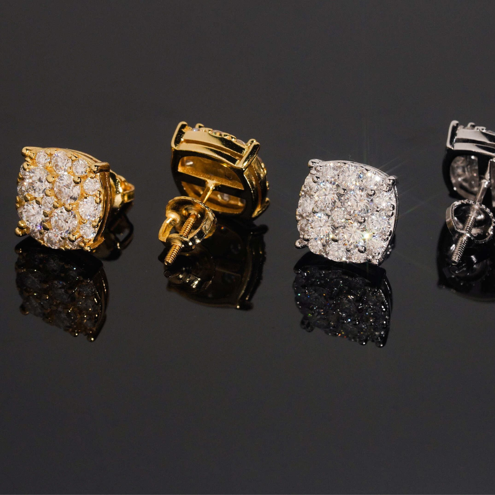 925 Sterling Silver 10mm Iced-Out Moissanite Stud Earrings | Screw-Back