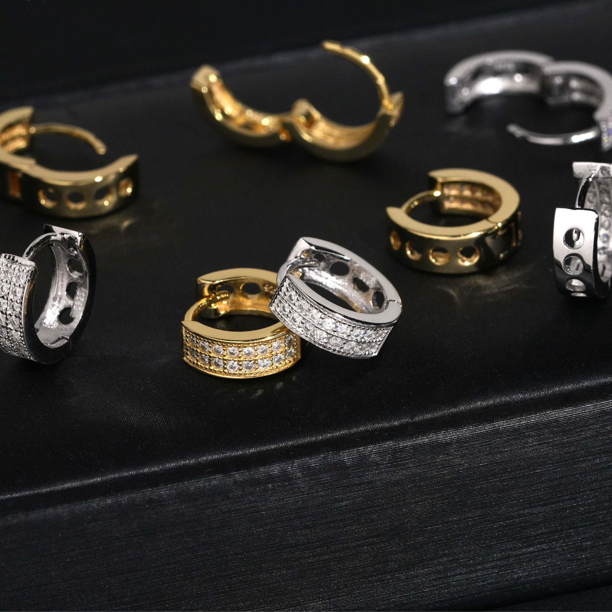 925 Sterling Silver Iced-Out Moissanite Hoop Earrings