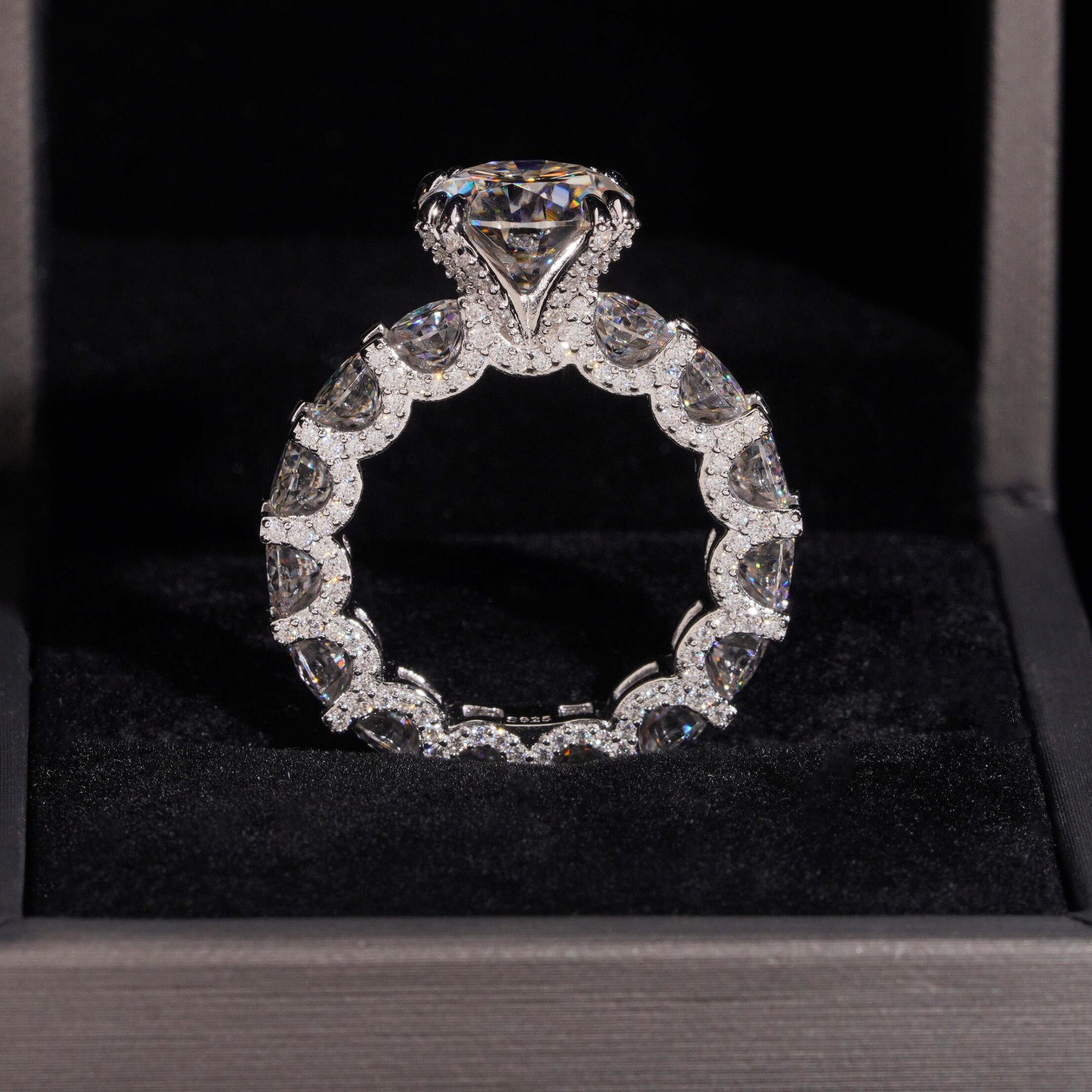 925 Sterling Silver Iced-Out Wedding Ring | 5CT VVS Moissanite