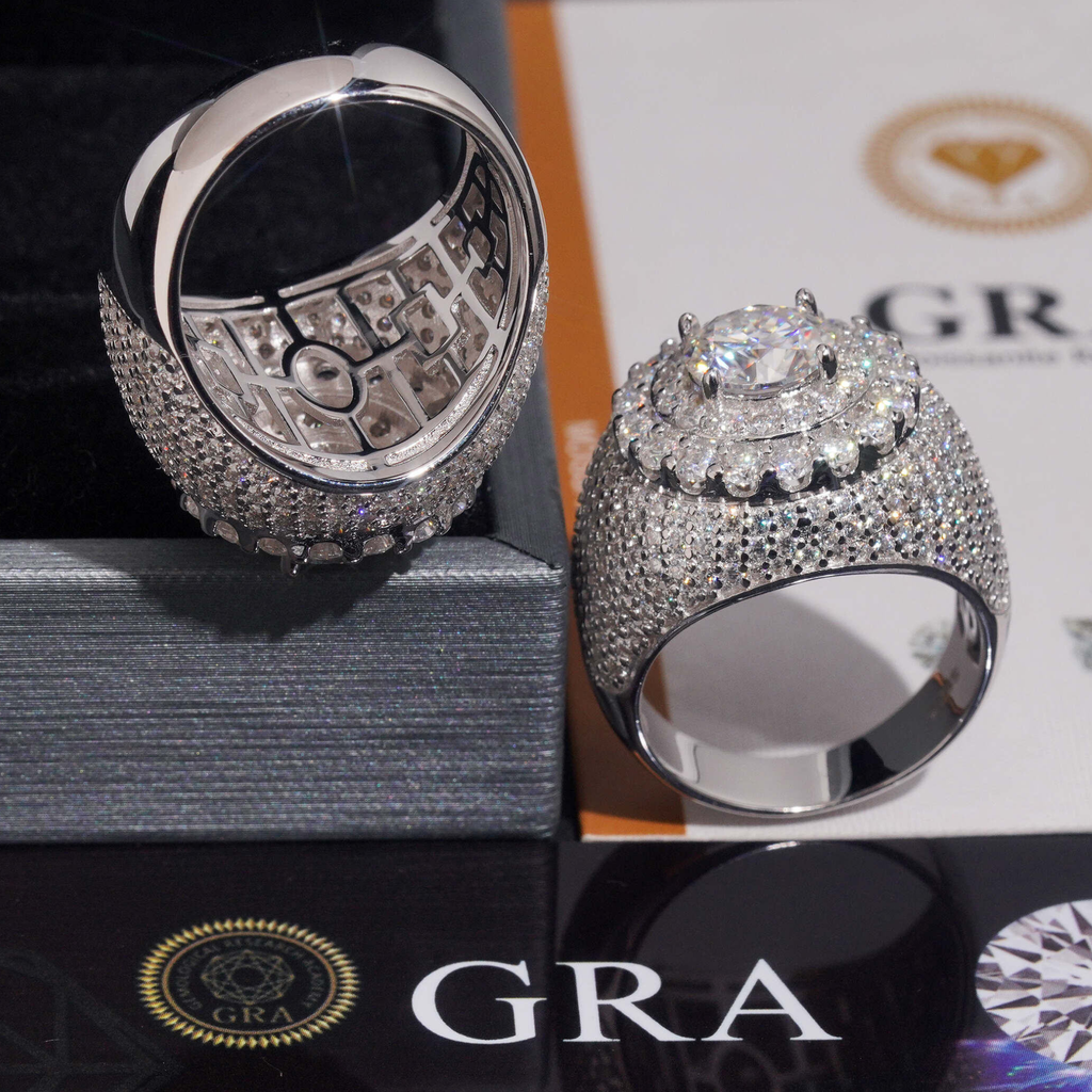 925 Sterling Silver Iced-Out Cluster Ring | Lab Moissanite