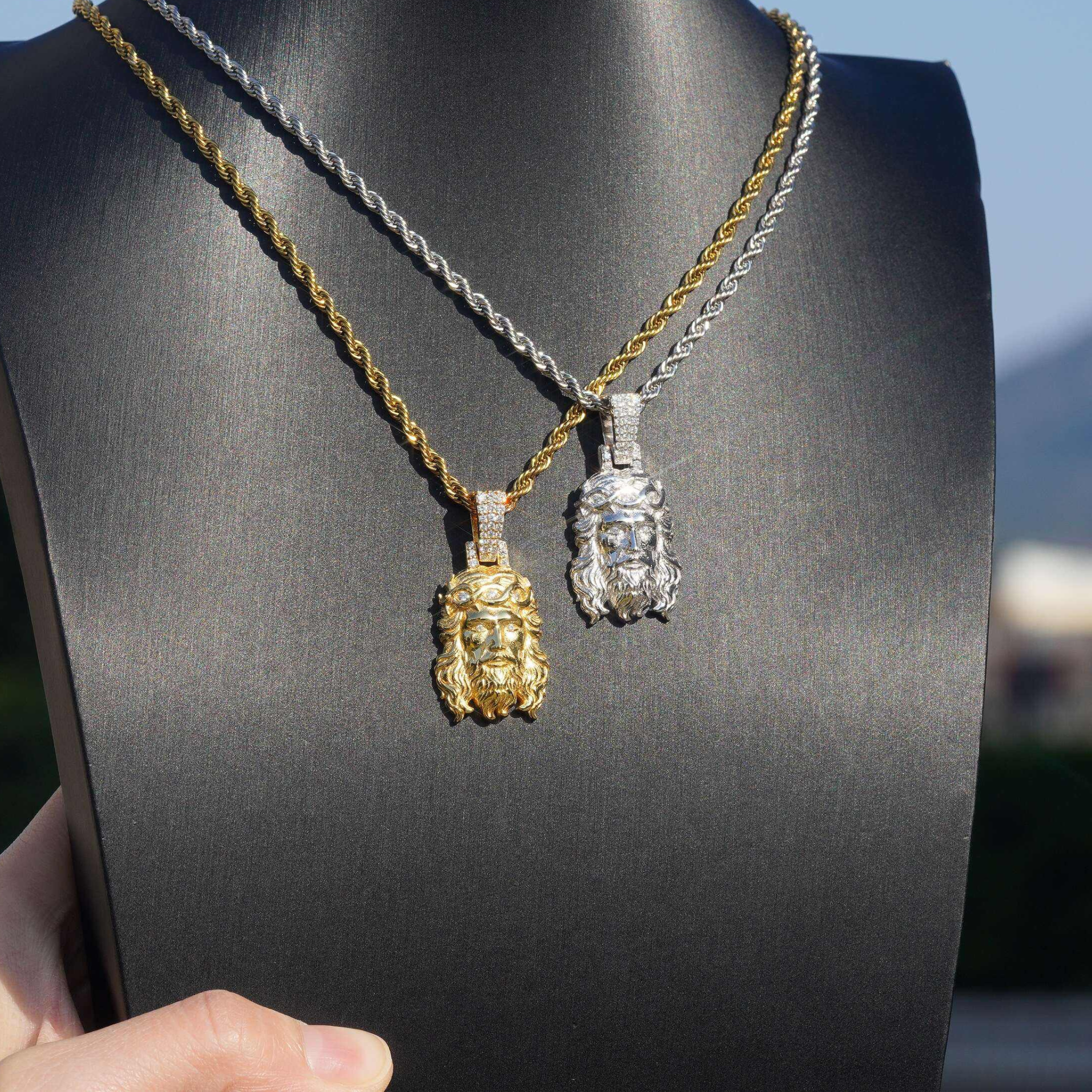 925 Sterling Silver Iced-Out Jesus Pendant | D Color VVS Moissanite