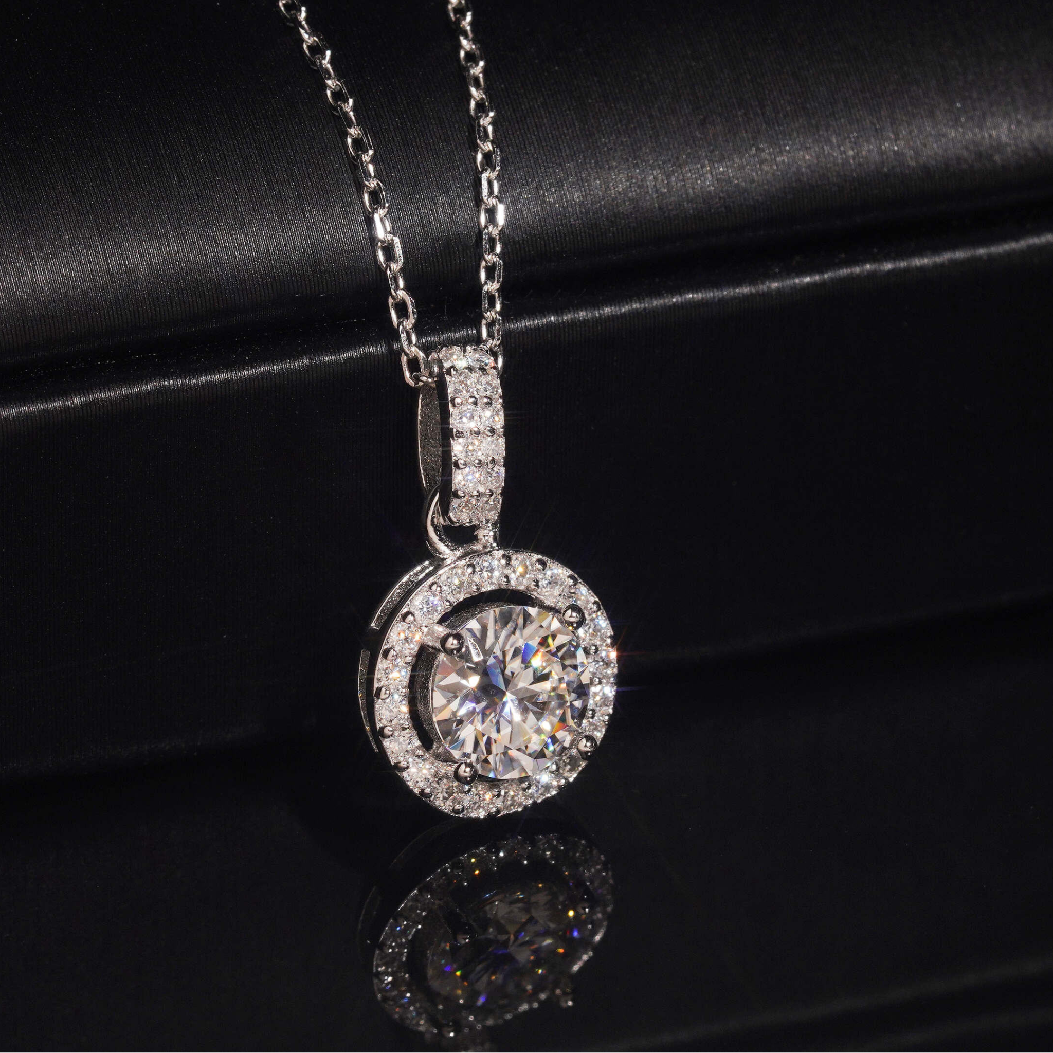 925 Sterling Silver 1CT Brilliant Cut VVS Moissanite Diamond Necklace | Women’s Fine Jewelry