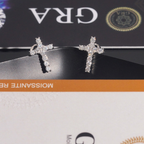 925 Sterling Silver Iced-Out Moissanite Cross Earrings | Fine Jewelry