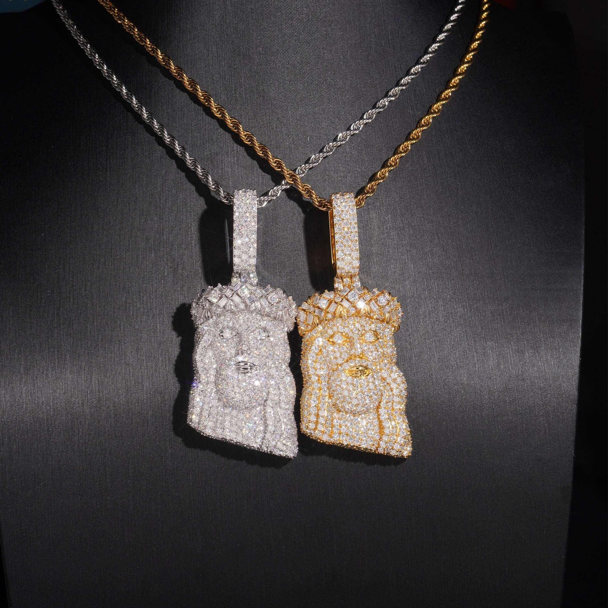925 Sterling Silver Iced-Out Jesus Pendant | Moissanite GRA Certified