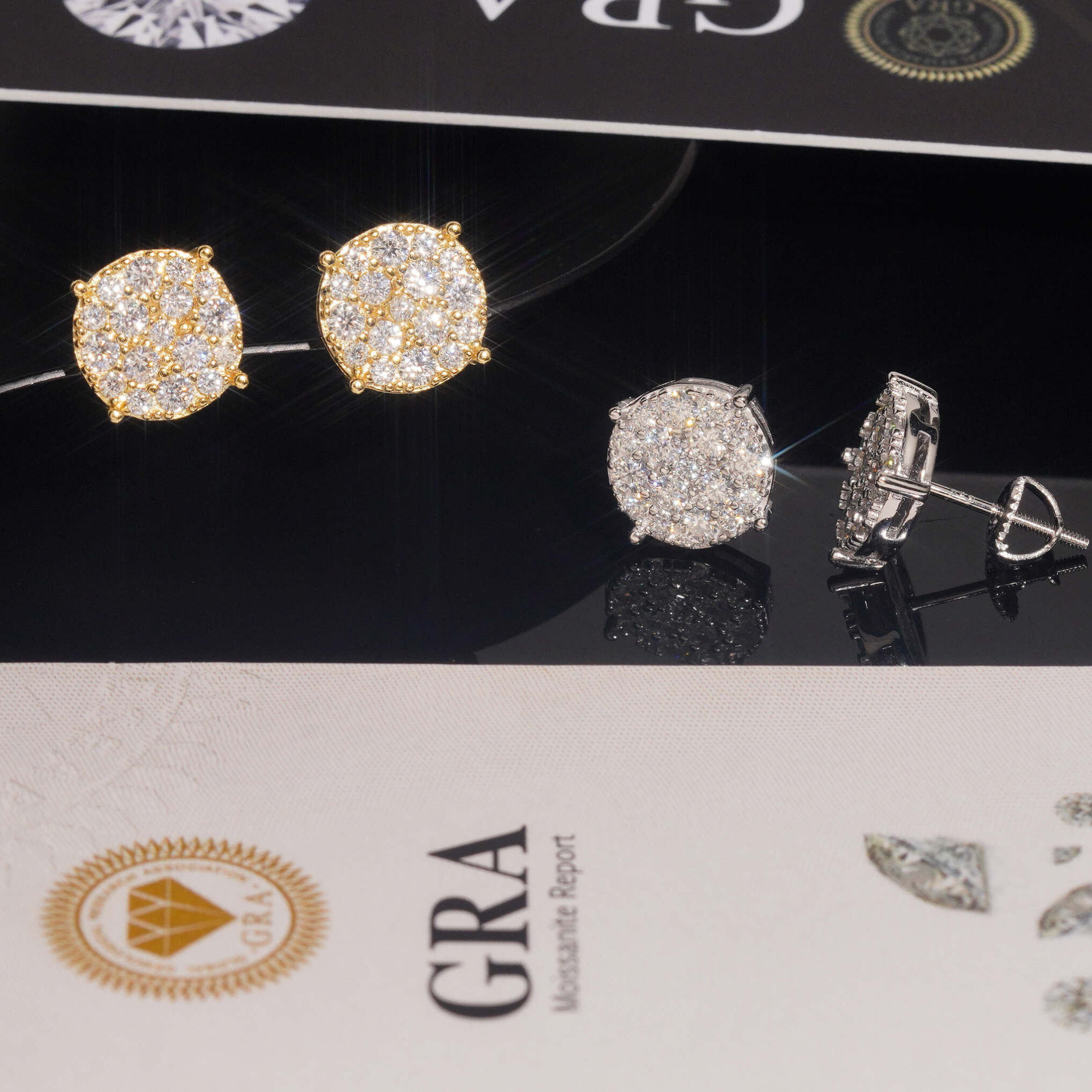 925 Sterling Silver Iced-Out VVS Moissanite Lab Stud Earrings | Fine Jewelry