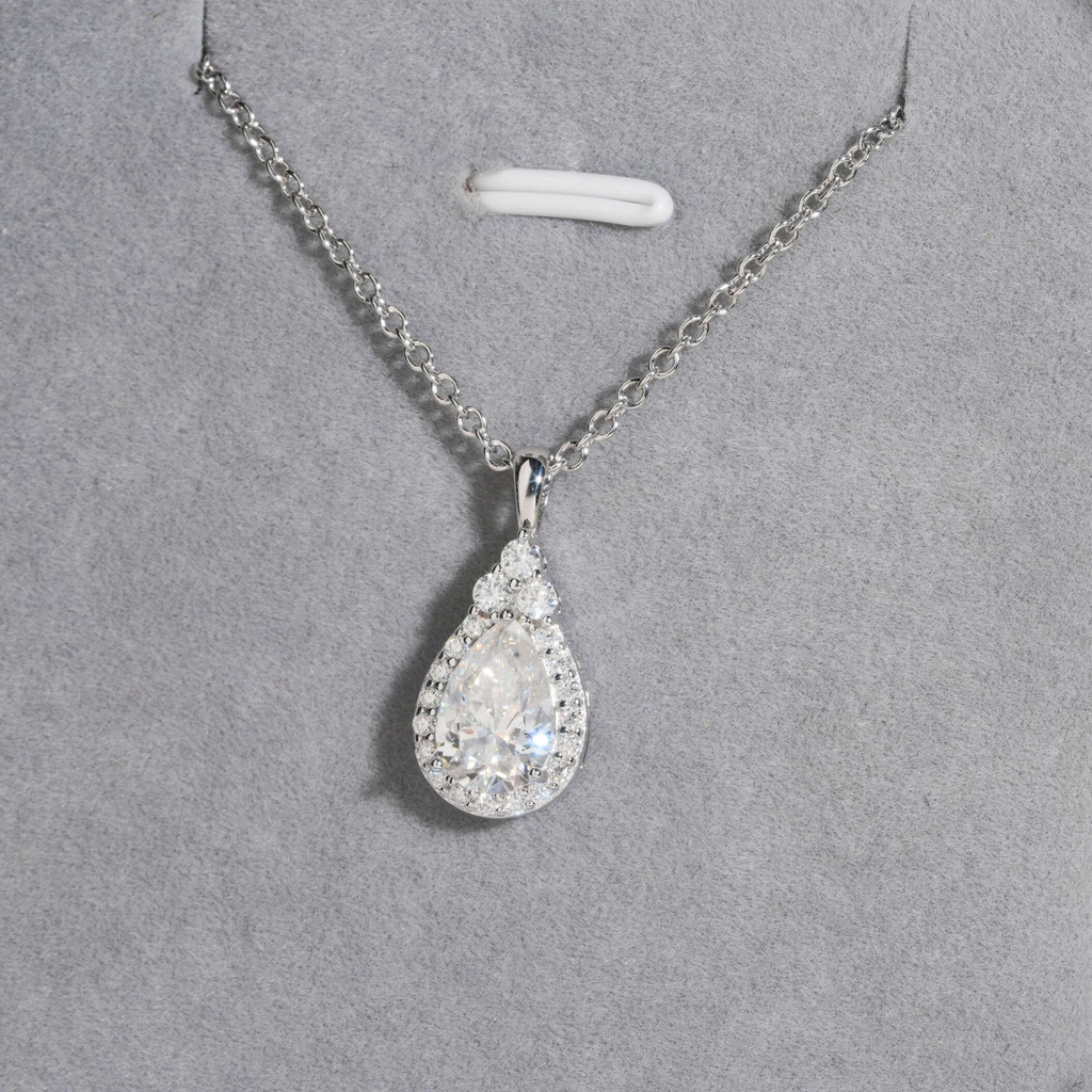 925 Sterling Silver Moissanite Drop Necklace | GRA Certified Women’s