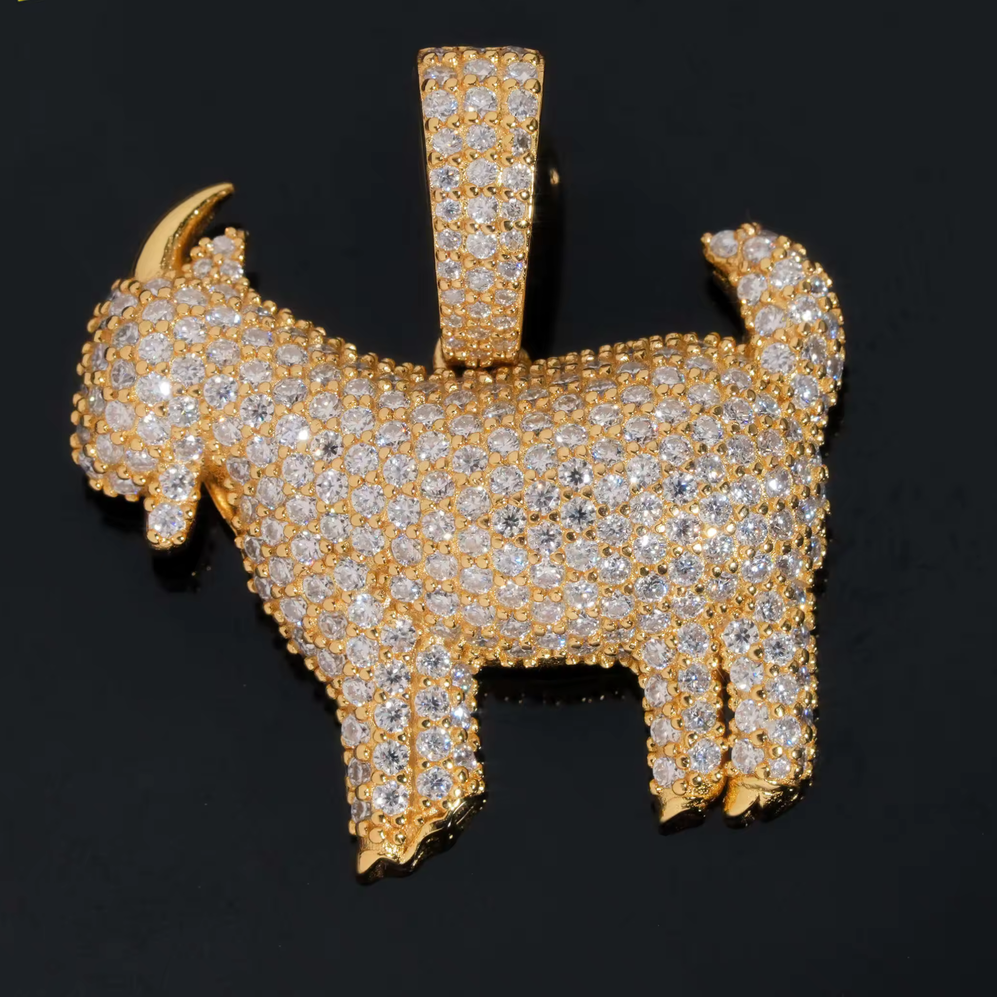 925 Sterling Silver GOAT Pendant | Iced-Out VVS Moissanite GRA Certified