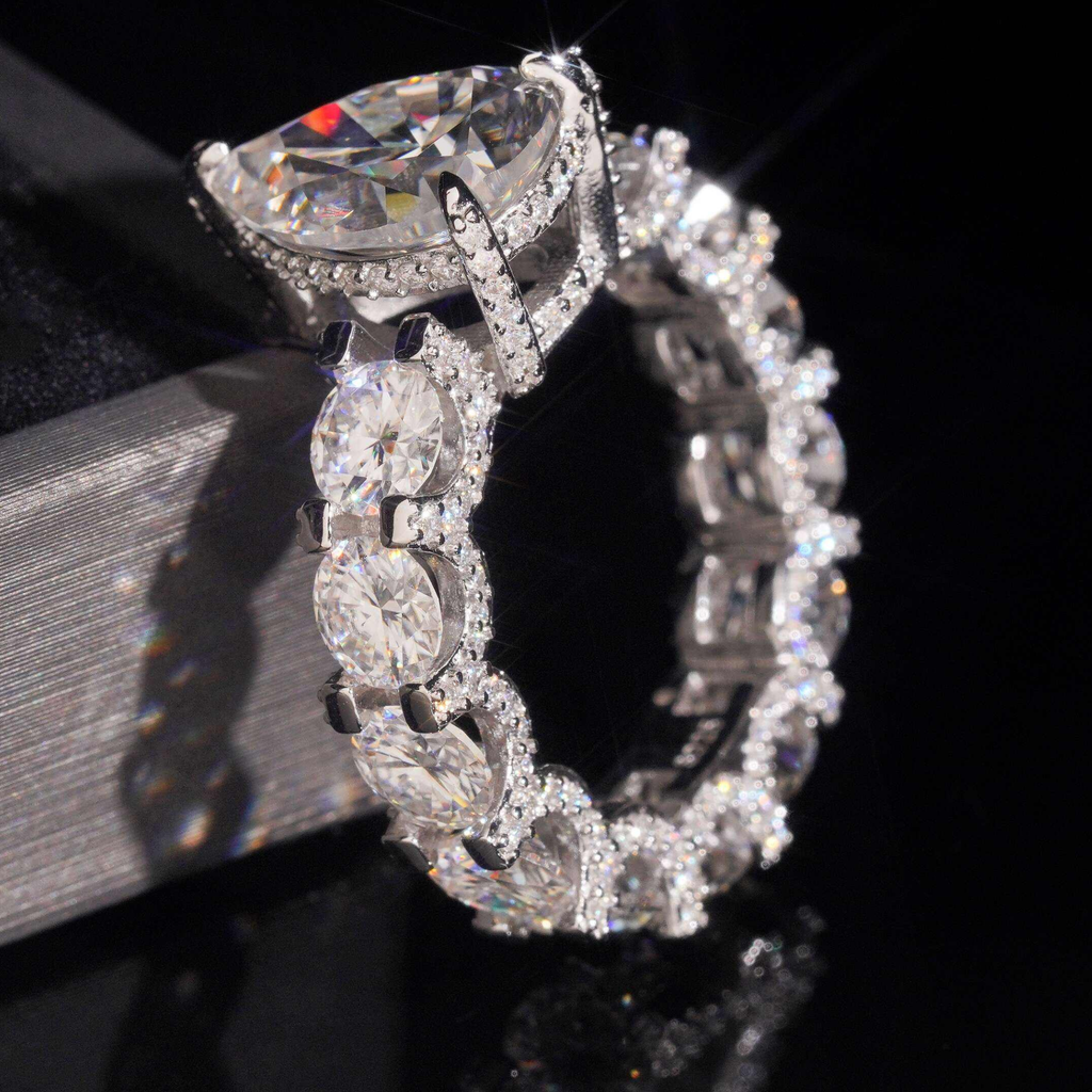 925 Sterling Silver 5ct Pear Cut VVS Moissanite Diamond Ring | Women’s Engagement Fine Jewelry