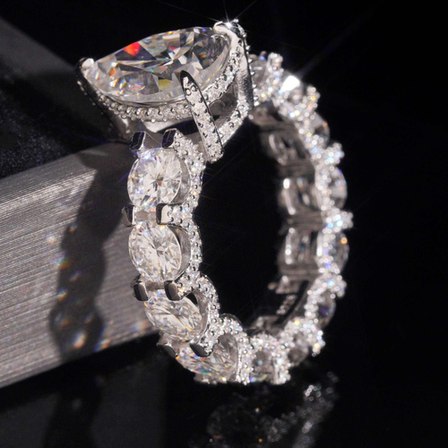 925 Sterling Silver 5ct Pear Cut VVS Moissanite Diamond Ring | Women’s Engagement Fine Jewelry