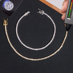 925 Sterling Silver 2mm Iced-Out Tennis Chain Bracelet | GRA Certified VVS Moissanite