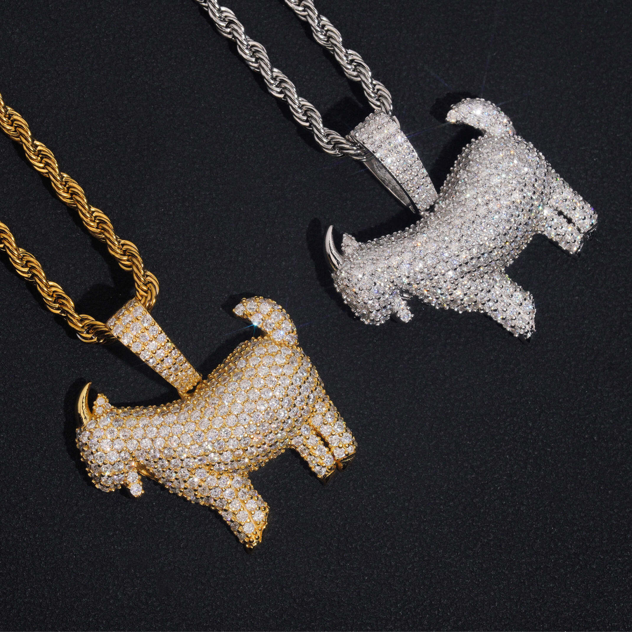 925 Sterling Silver GOAT Pendant | Iced-Out VVS Moissanite GRA Certified
