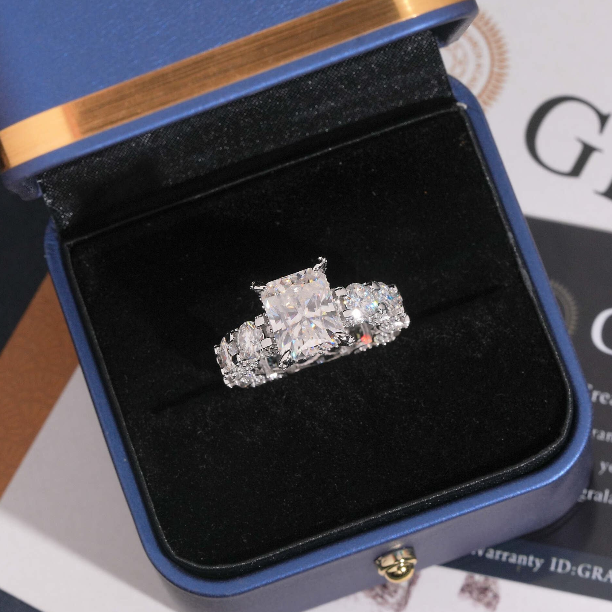 925 Sterling Silver 5ct Radiant Cut VVS Moissanite Diamond Ring | Women’s Engagement Fine Jewelry