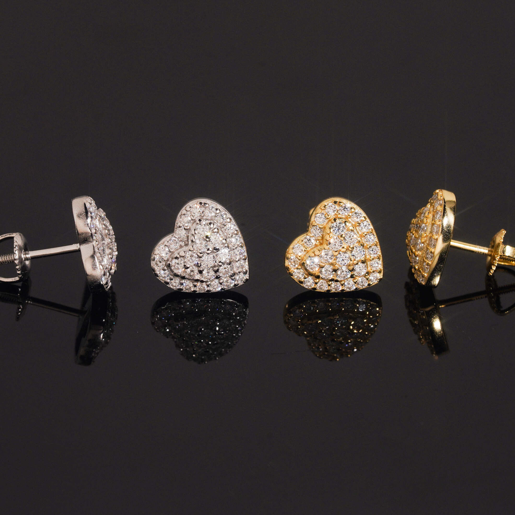 925 Sterling Silver Heart-Shaped VVS Moissanite Stud Earrings | Fine Jewelry for Women