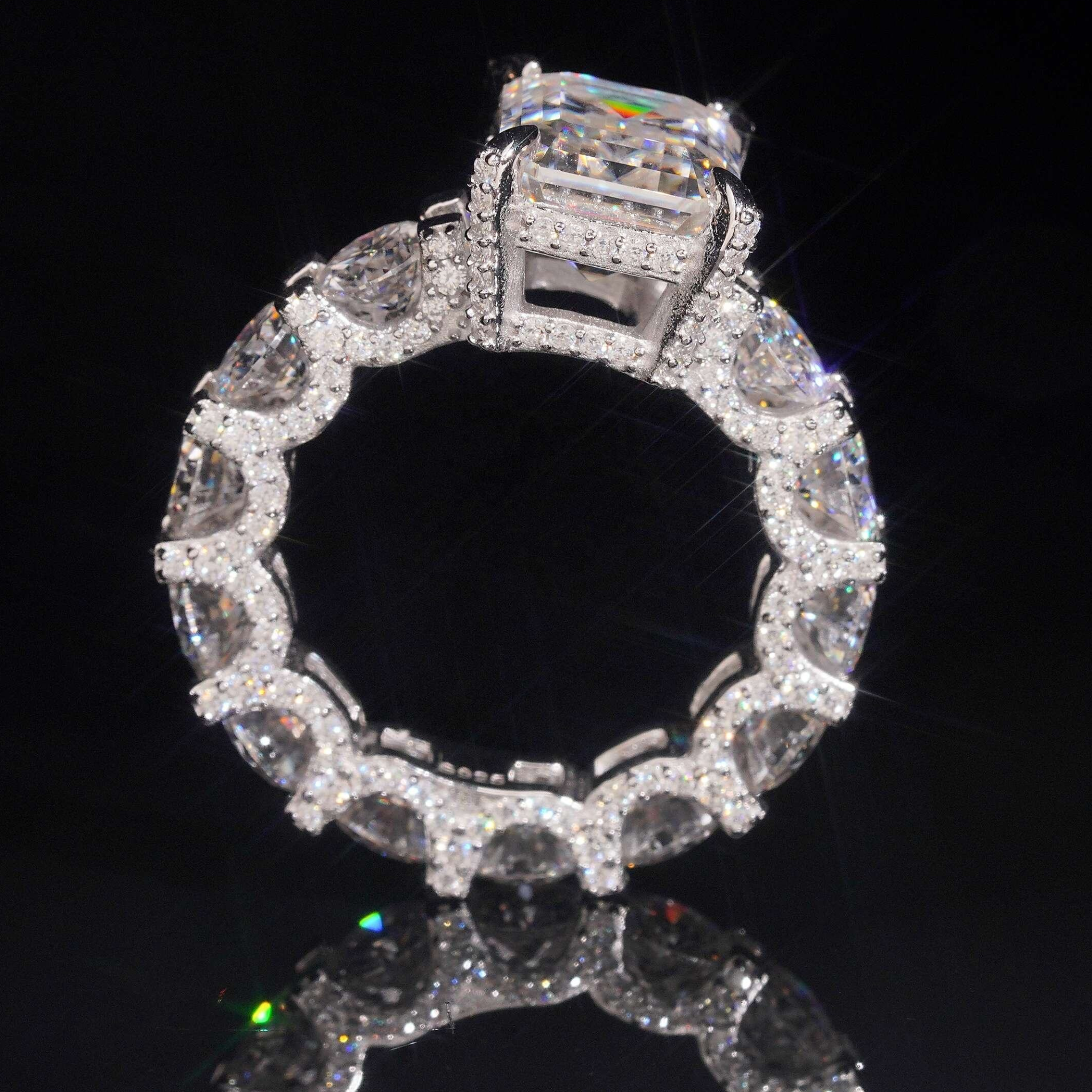 925 Sterling Silver 5ct Emerald Cut VVS Moissanite Diamond Ring | Women’s Engagement Fine Jewelry