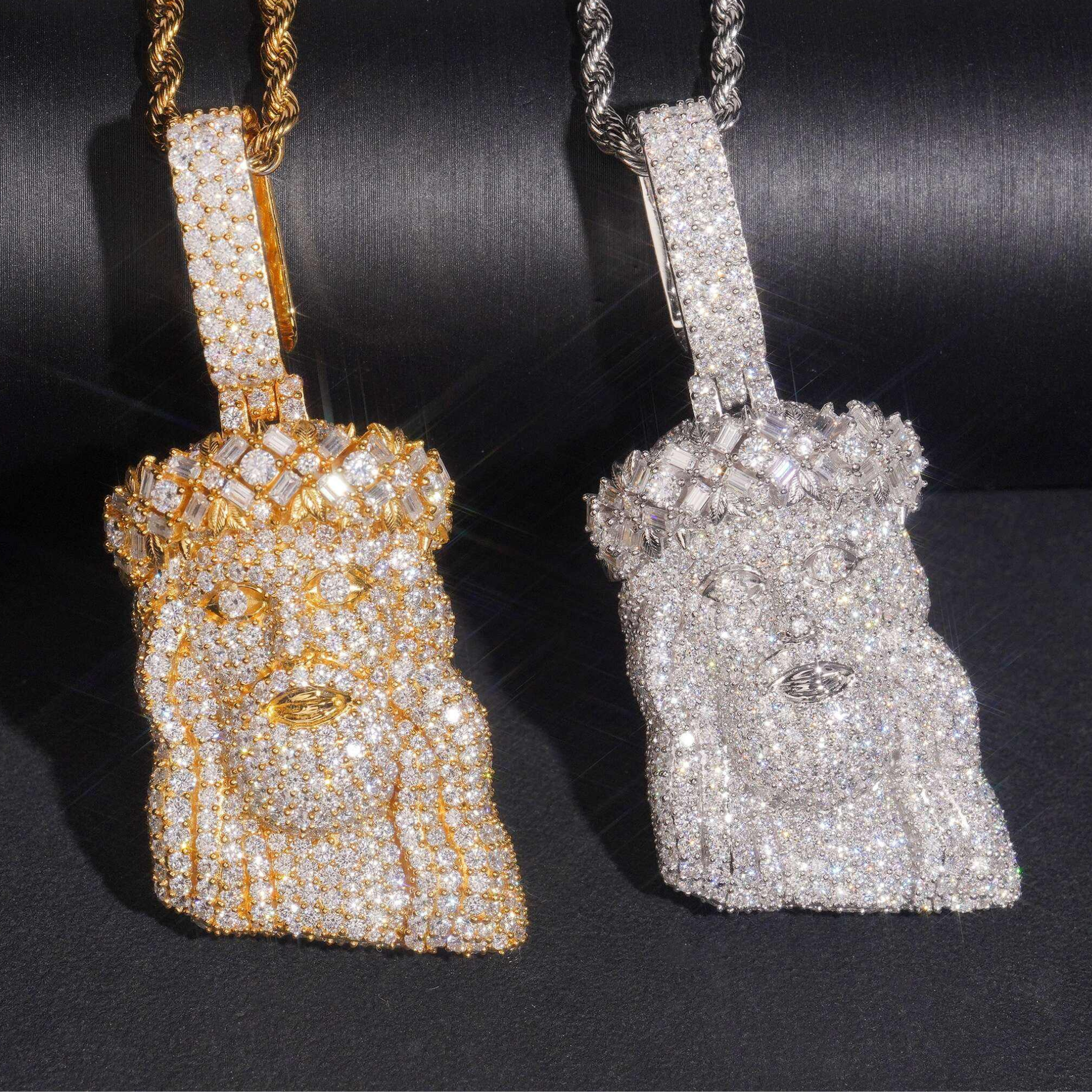 925 Sterling Silver Iced-Out Jesus Pendant | Moissanite GRA Certified