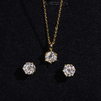 925 Sterling Silver 6-Prong Round Moissanite Earrings & Pendant Necklace Set | Women’s Fine Jewelry