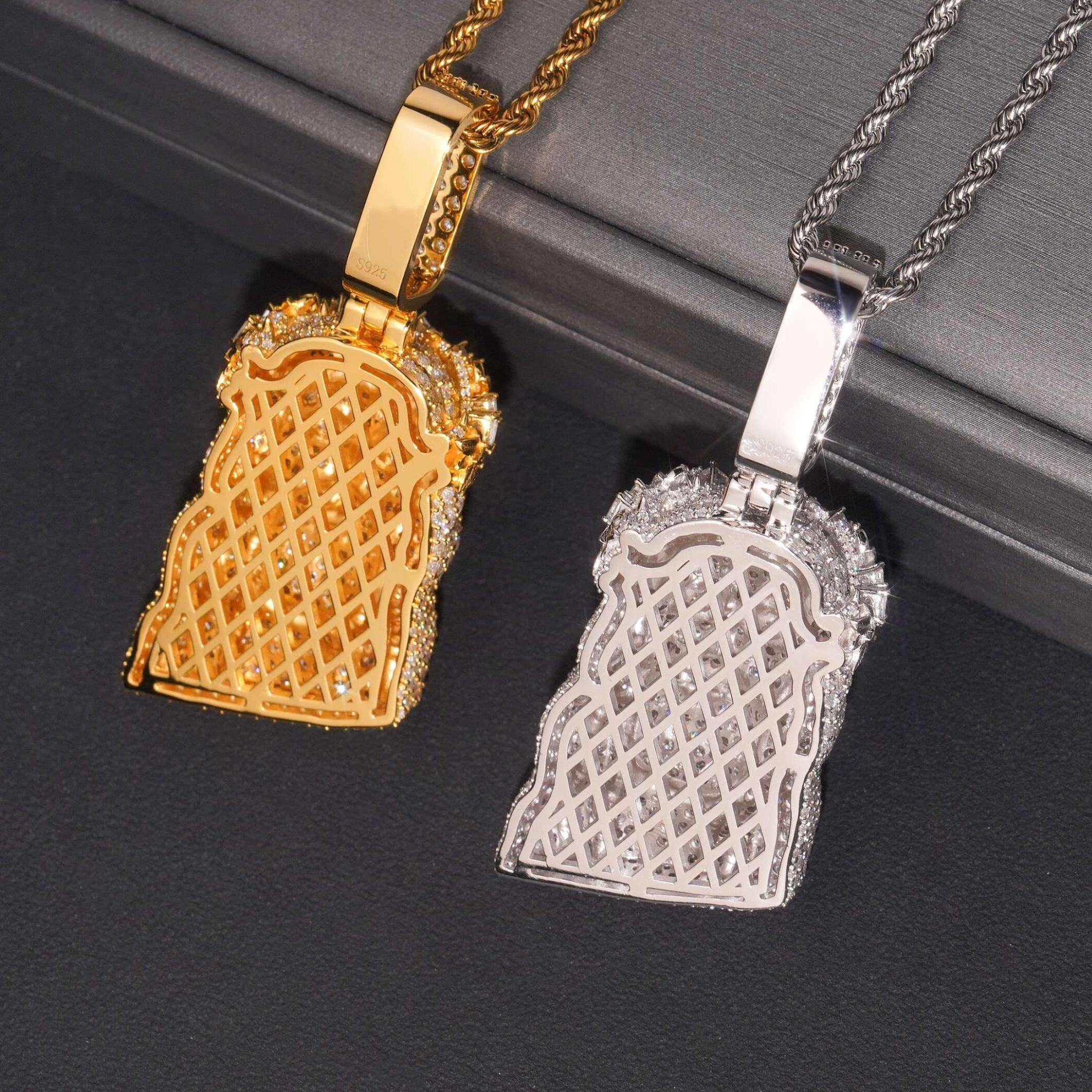 925 Sterling Silver Iced-Out Jesus Pendant | Moissanite GRA Certified