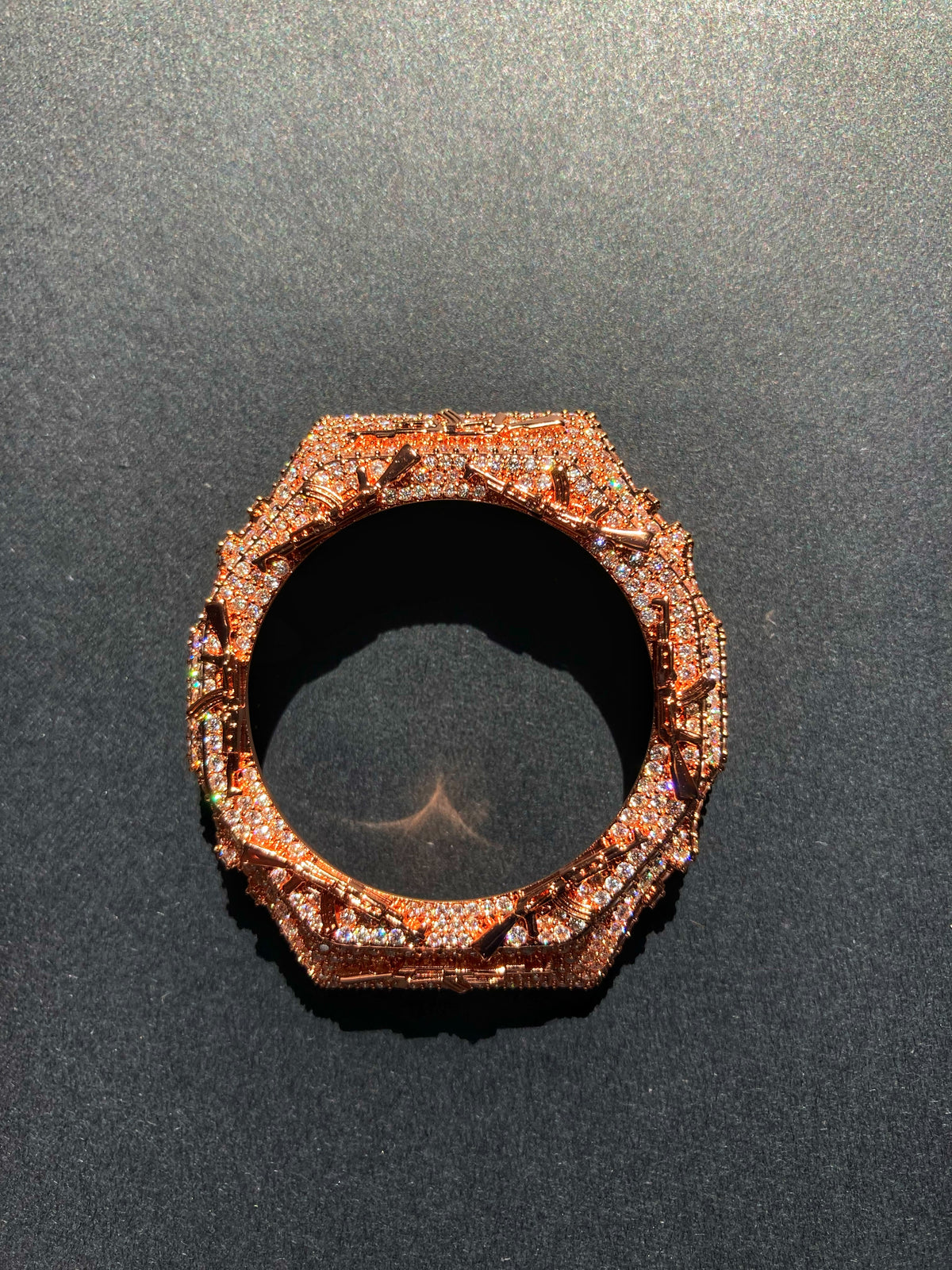 VVS Moissanite Iced-Out AK-47 Watch Bezel – Silver & Rose Gold for GM2100 & GA2100