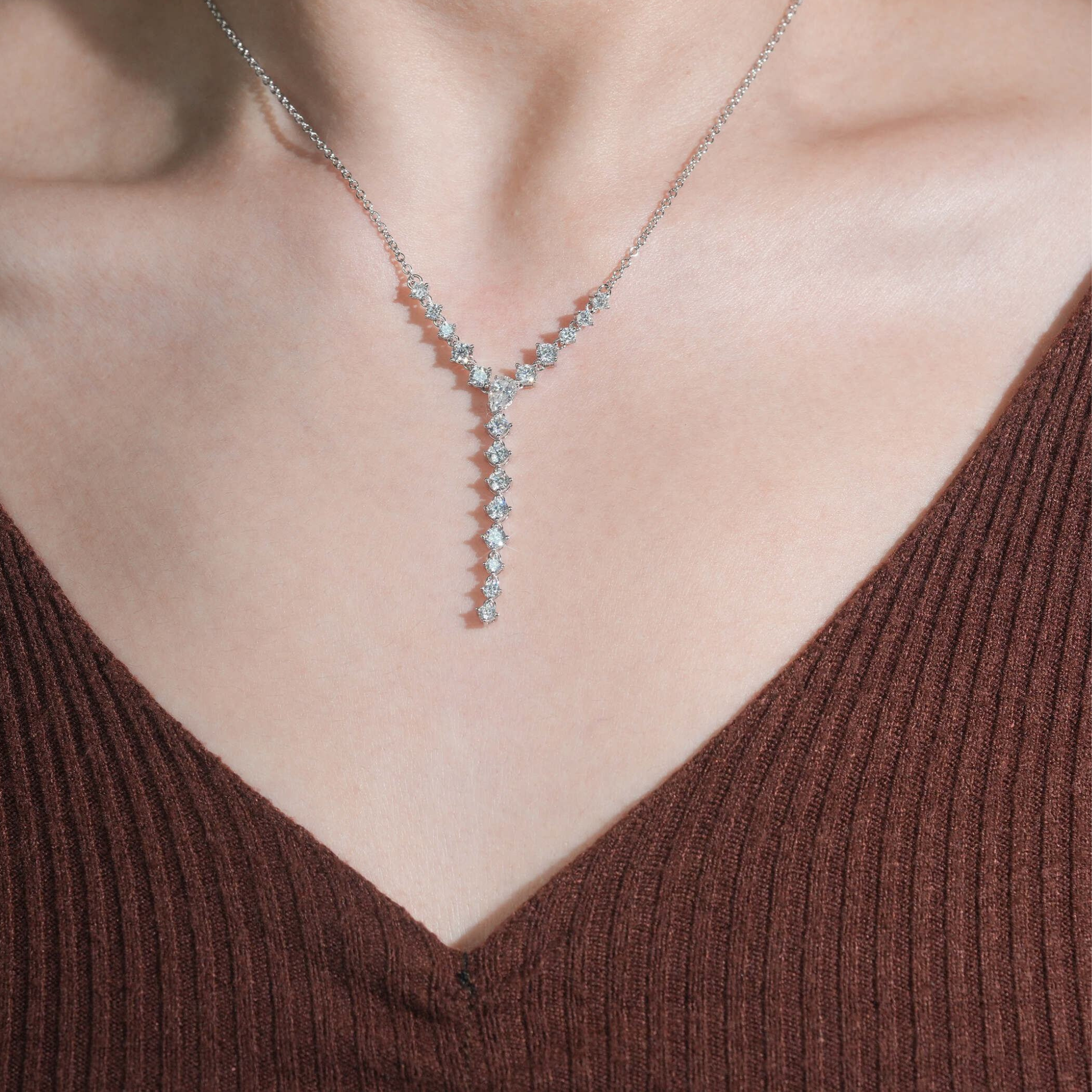 925 Sterling Silver Elegant Moissanite Necklace | GRA Certified Women’s