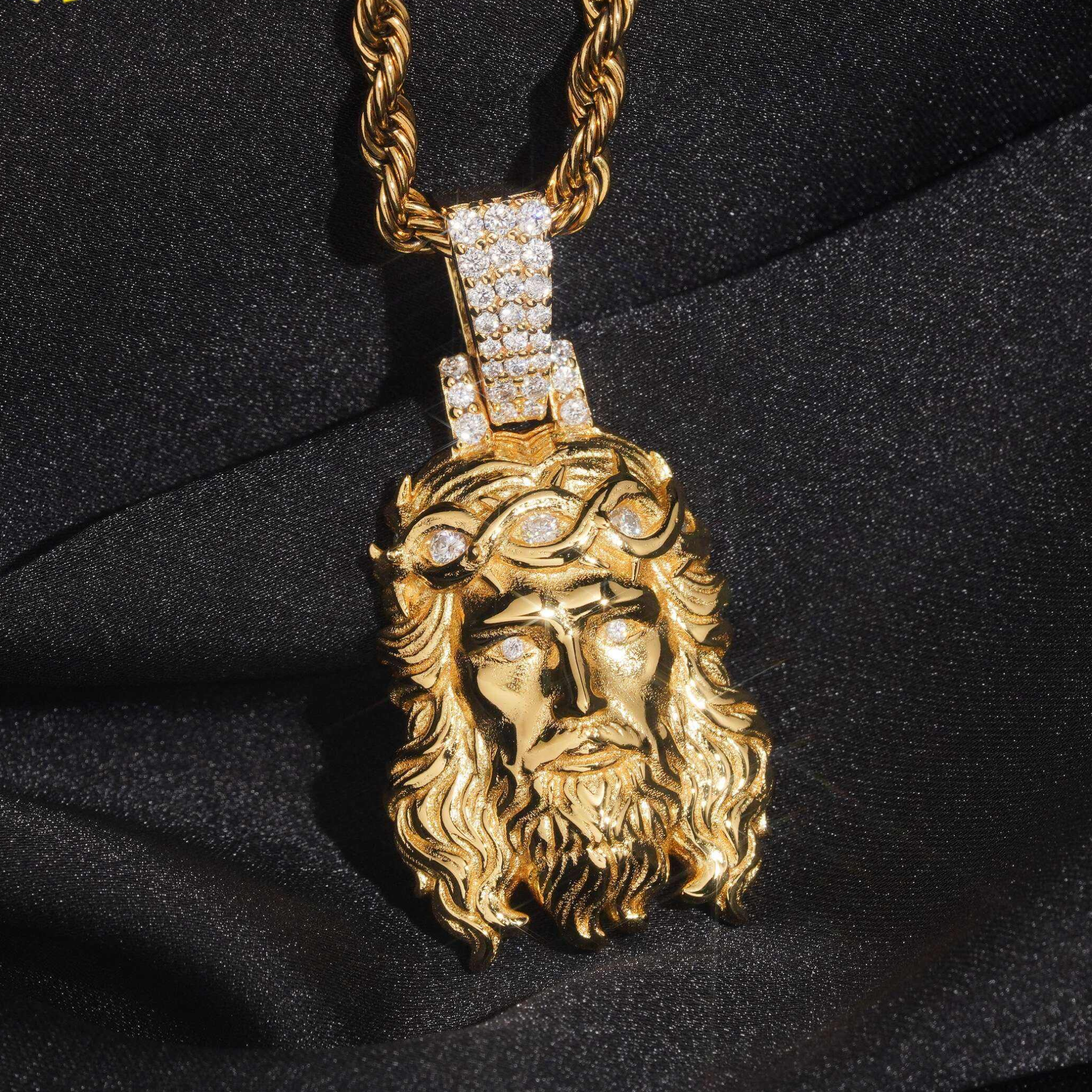 925 Sterling Silver Iced-Out Jesus Pendant | D Color VVS Moissanite