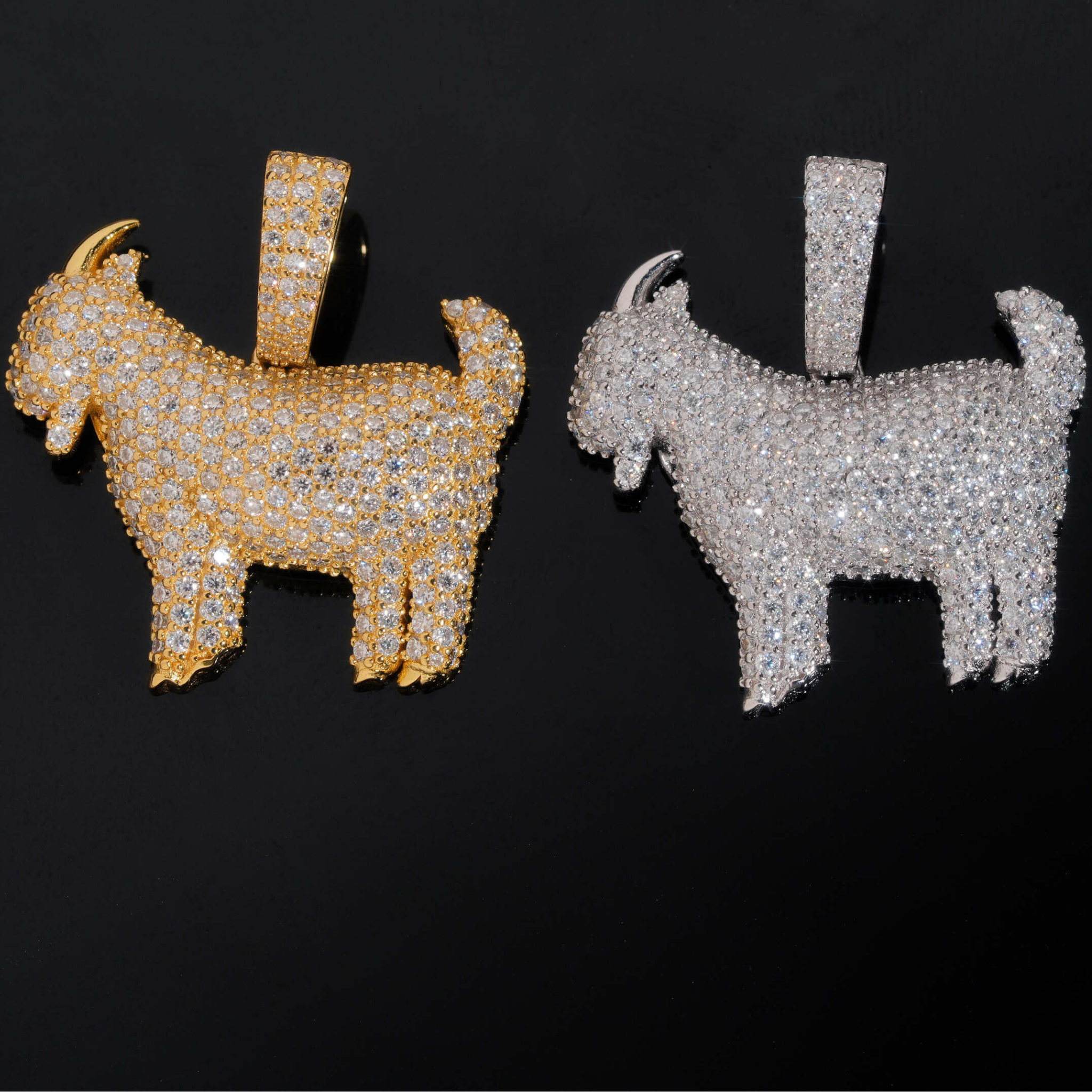 925 Sterling Silver GOAT Pendant | Iced-Out VVS Moissanite GRA Certified