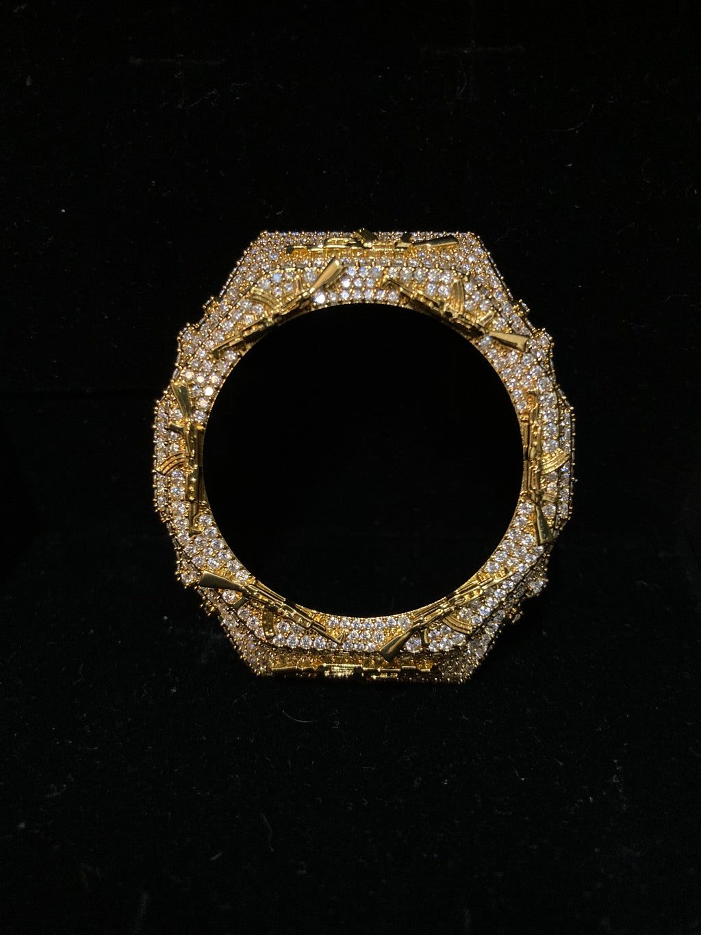 VVS Moissanite Iced-Out AK-47 Watch Bezel – Silver & Gold for GM2100 & GA2100