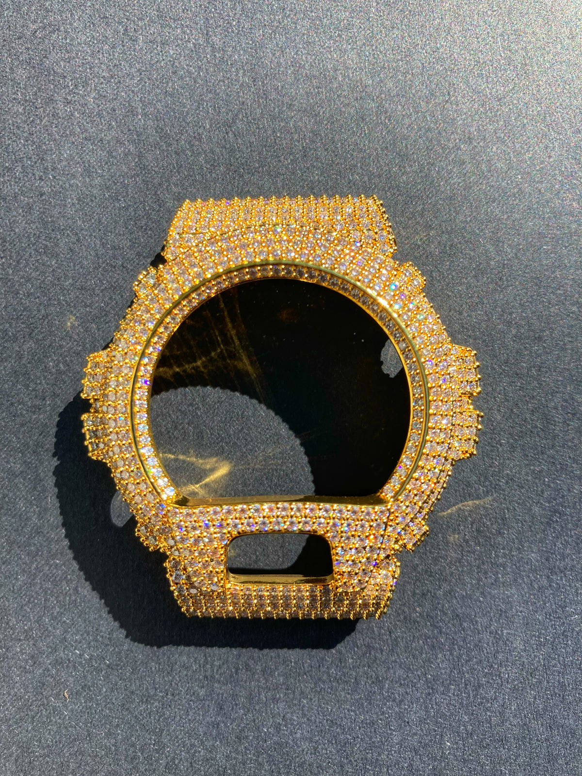 VVS Moissanite Gold Iced-Out Watch Bezel for Dw6900