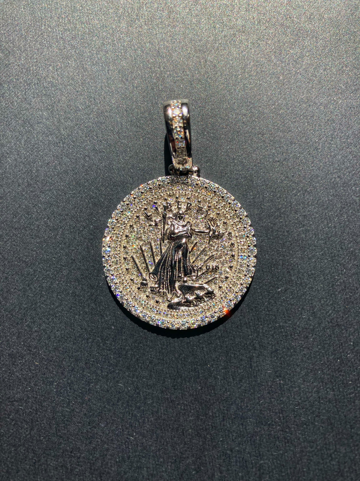 925 Sterling Silver VVS Moissanite Walking Liberty Pendant
